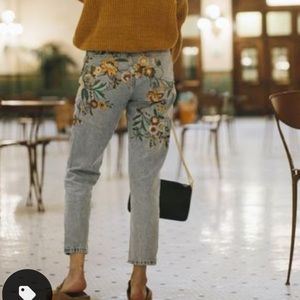 Topshop embroidered mom jeans